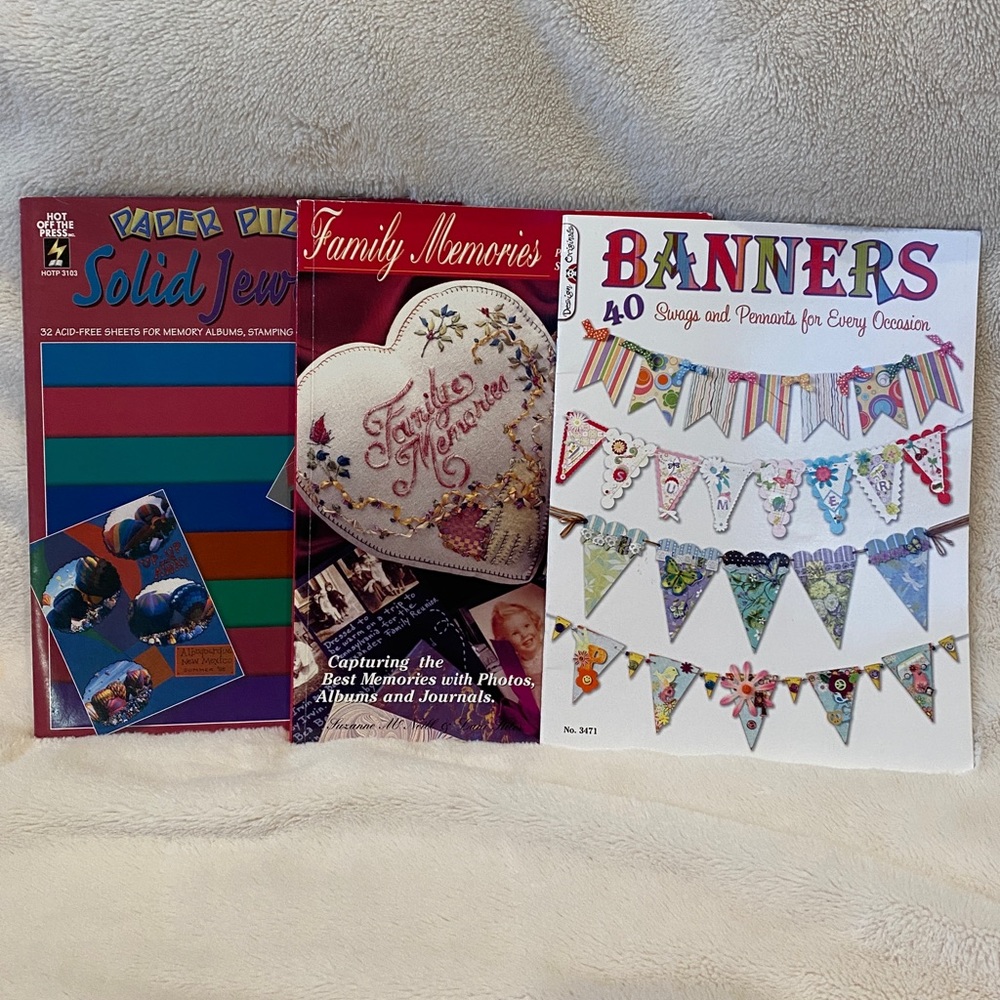 Bundle of 3 Paper Crafts Crafting Books & Acid-/Lignin-Free Color Sheets EUC